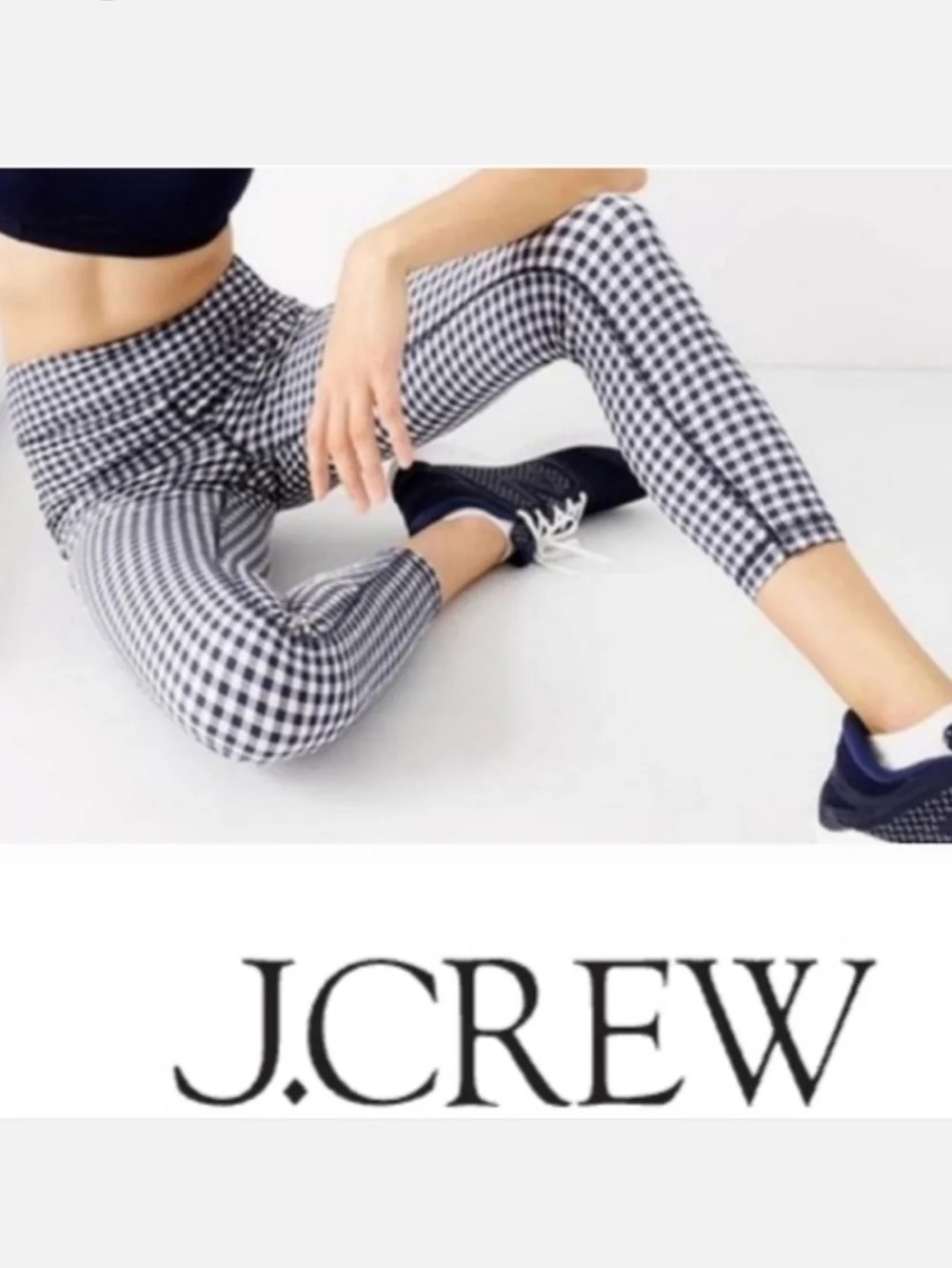 J.Crew Navy & White Gingham Puckered Cropped Seersucker Leggings XXXS-XS